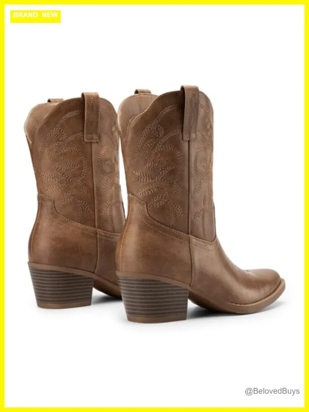 Embroidered Snip Toe Cowboy Boots With Chunky Block Heel